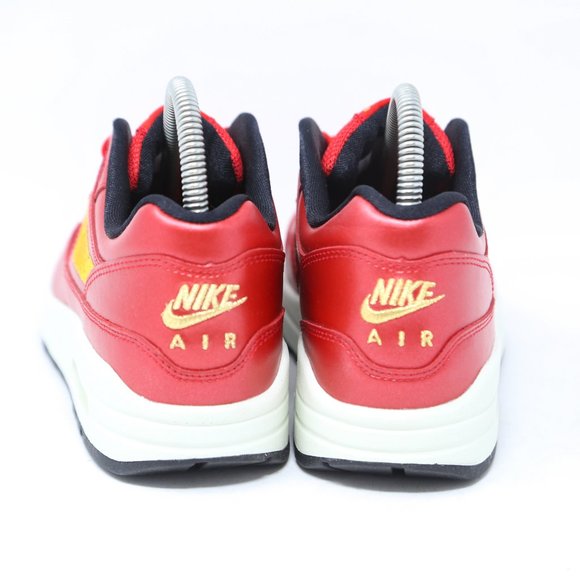 Nike Air Max 1 Womens Red Gold Sequin Leather 95 - Picture 6 of 11